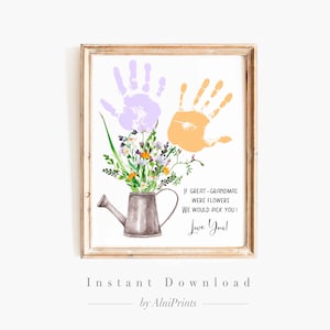 Wenn Urgroßmutters Blumen waren Handabdruck Kunst, Muttertags Urgroßmutter Karte vom Baby Kinder Säugling Kleinkind DIY Andenken Wertschätzung Handwerk