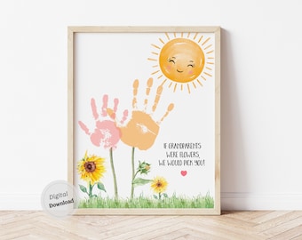 Grandparents day Handprint / Sunshine if Grandparents were flowers we would sunflower / printable Grandparents day card DIY