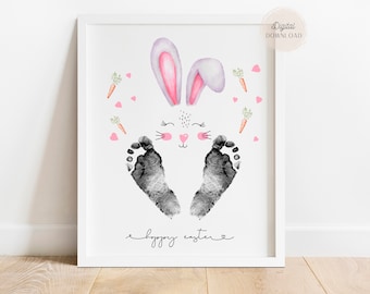 Easter Bunny Footprints, Bunny Rabbit Footprint, Bunny Footprint, Easter Bunny Paw Prints,  Bunny Foot Print Craft, Easter Handprint Art