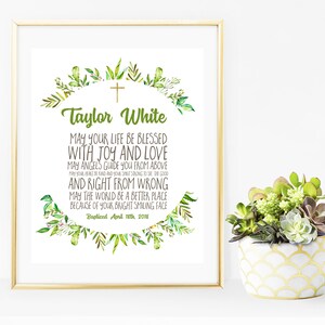 Personalized Baptism Print: Baby Name Sign, Godparent Gift (Digital Download)