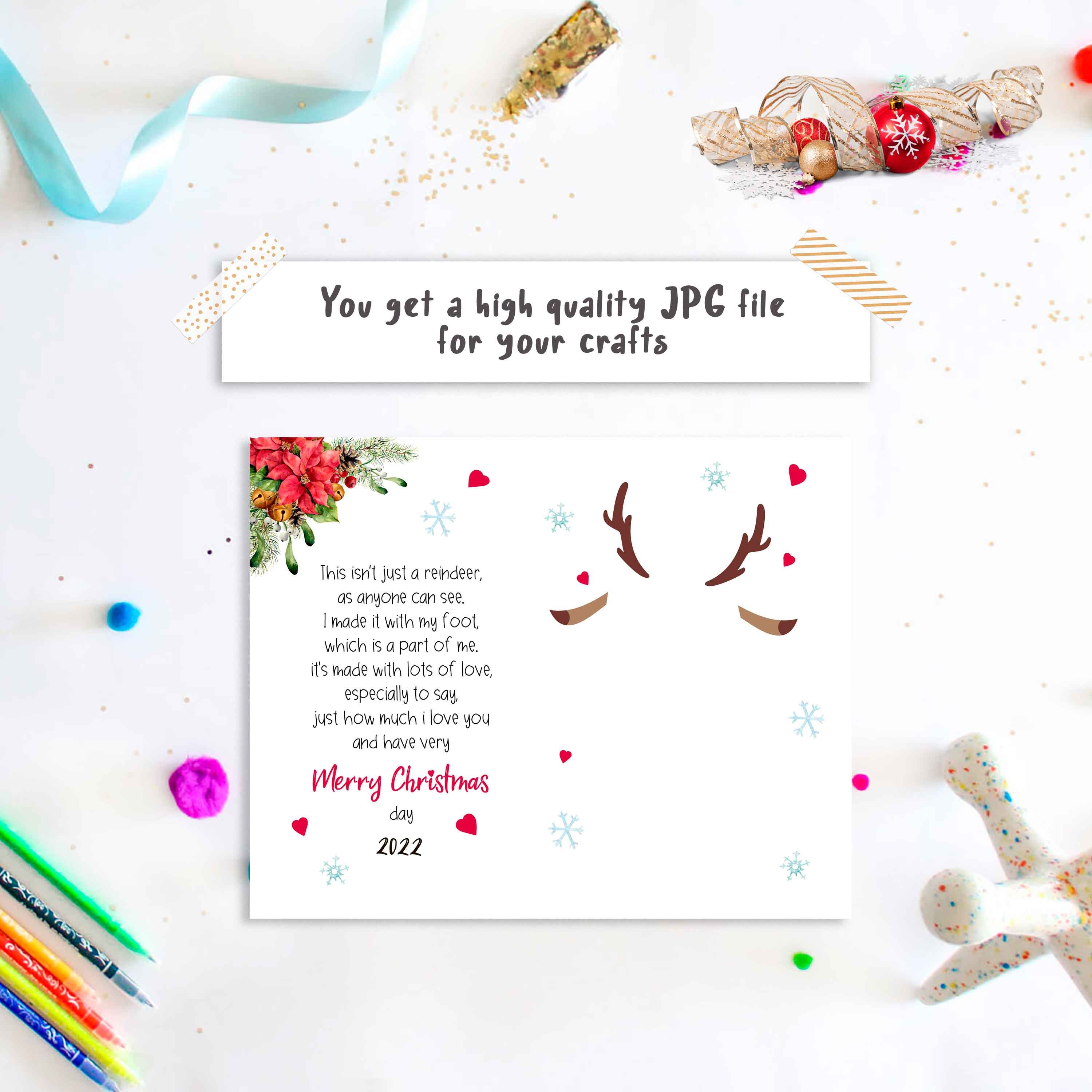Footprint Reindeer Poem Art Printable Download Template - Etsy