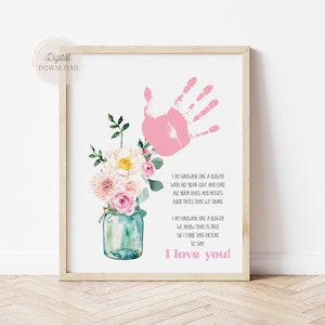 Muttertags-Handabdruck-Gedicht, Muttertagshandwerk, Handabdruck-Blumen für Muttertag, Handabdruck-Geschenke für Mutter, Druckvorlage