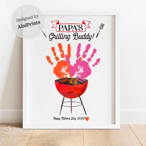 Papa's Grilling Partner Fathers Day Gifts Handprint Art - Etsy