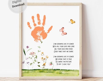 I'm Growing Like a Flower Handprint Poem Mother Day art  printable Wildflower bouquet Daycare Activities memory keepsake Gift Craft DIY