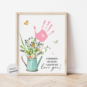 si les grands-parents étaient des fleurs, je ferais une empreinte de main, un bouquet imprimable, une carte de fête des grands-parents, un souvenir pour petit-enfant