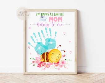 Handprint craft for mother's day, Mothers day crafts, Handprint bee for Mother's Day, Mothers day hand print crafts, Classroom Ideas