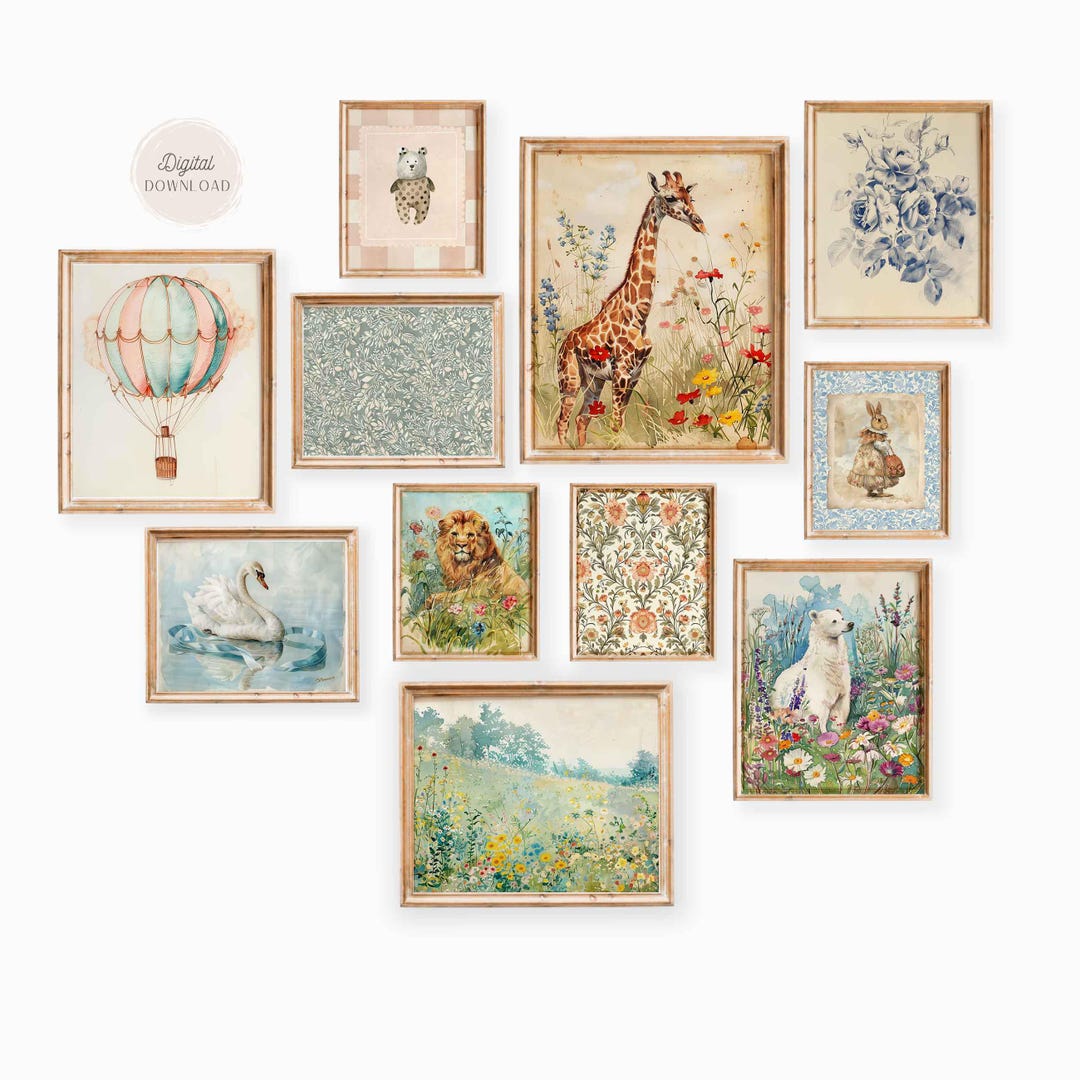 Vintage Nursery Gallery Wall Art: Set of 11 Antique Prints (digital ...