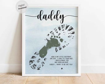 Daddy Footprint Poem / Foot Feet Art Craft Dad Father's - Etsy