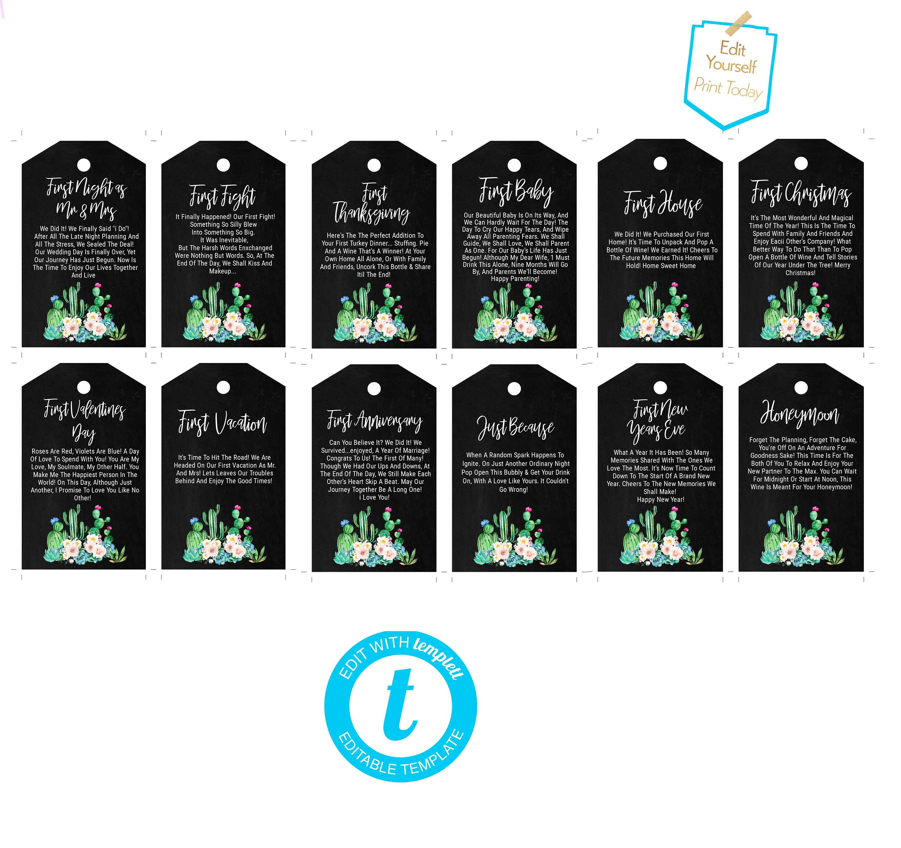 Marriage Milestone Tags Digital First Year Milestones Gift - Etsy