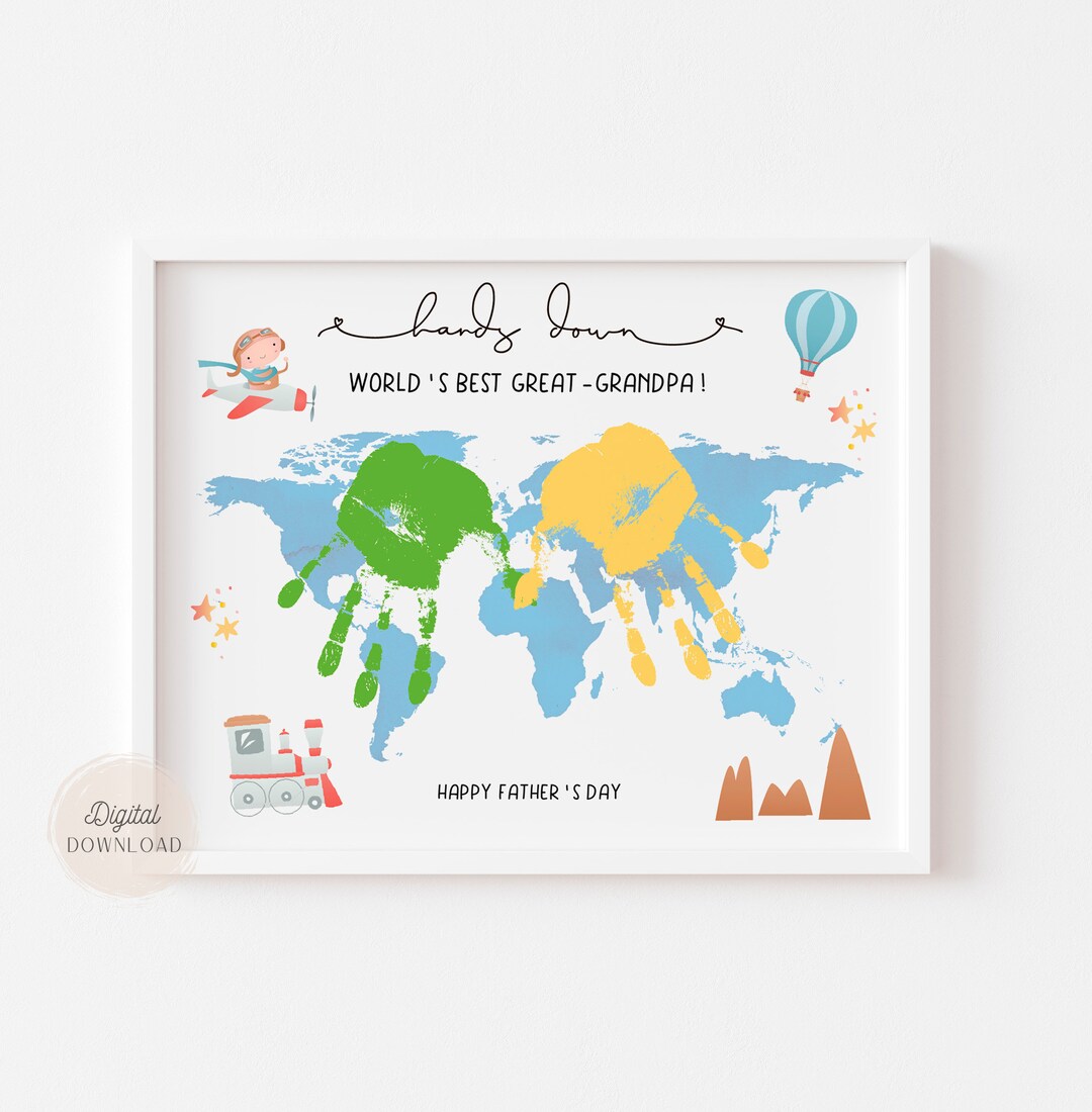 Best Great Grandpa Hands Down, Fathers Day Crafts for Grandpa, Father's ...