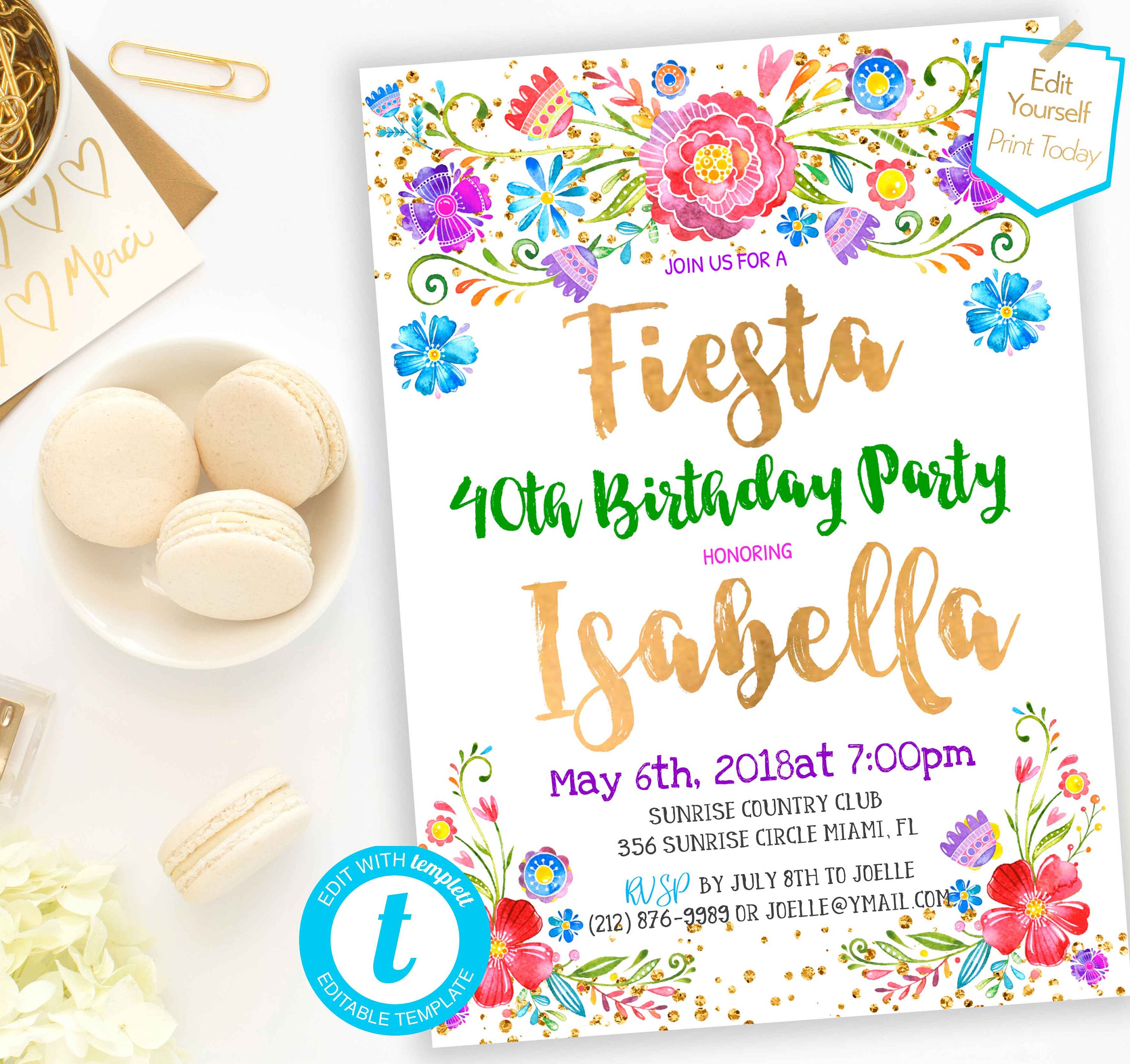 40th Birthday Fiesta Birthday Invite Adult Fiesta Birthday - Etsy India