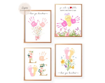 Mother's day handprint craft - Footprint and Handprint Art  - 4 Hand and Foot print Bungle - Set Infant Toddler activities for daycare