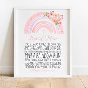 Rainbow Baptism Print: Personalized Bible Verse, Christening Gift (Digital Download)