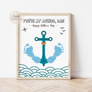 Créations artistiques pour la fête des pères, empreinte d'ancre, empreinte de main maritime, artisanat pour la fête des pères, art d'empreinte de main de bébé, idées d'art d'empreinte de pied et nouveau-né