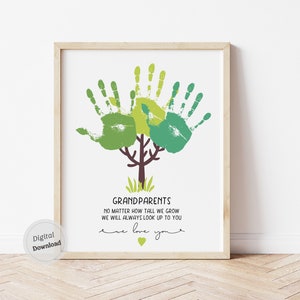No importa cuán altos crezcamos / Arte imprimible con huellas de manos de árboles / Tarjeta del día de los abuelos / Recuerdo para bebés y niños pequeños de los nietos