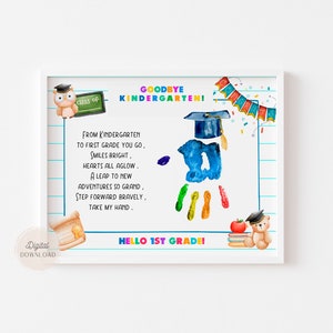 Regalo del maestro para estudiantes de jardín de infantes, Carta de fin de clases, Poema de despedida a los estudiantes, Huella de la mano del graduado, Manualidades de graduación