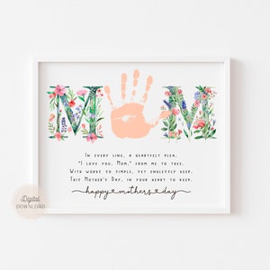 Muttertag Handabdruck Gedicht, Muttertagshandwerk, Handabdruck Geschenke für Mama, Muttertagskarte, Muttertagsgeschenk, Muttertagsgeschenk