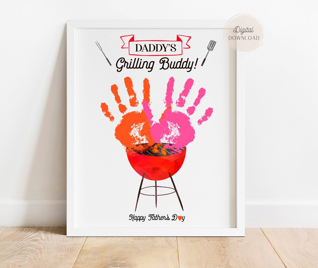 Daddy's Grilling Buddy Father's Day, BBQ Handprint Art, Father's Day ...