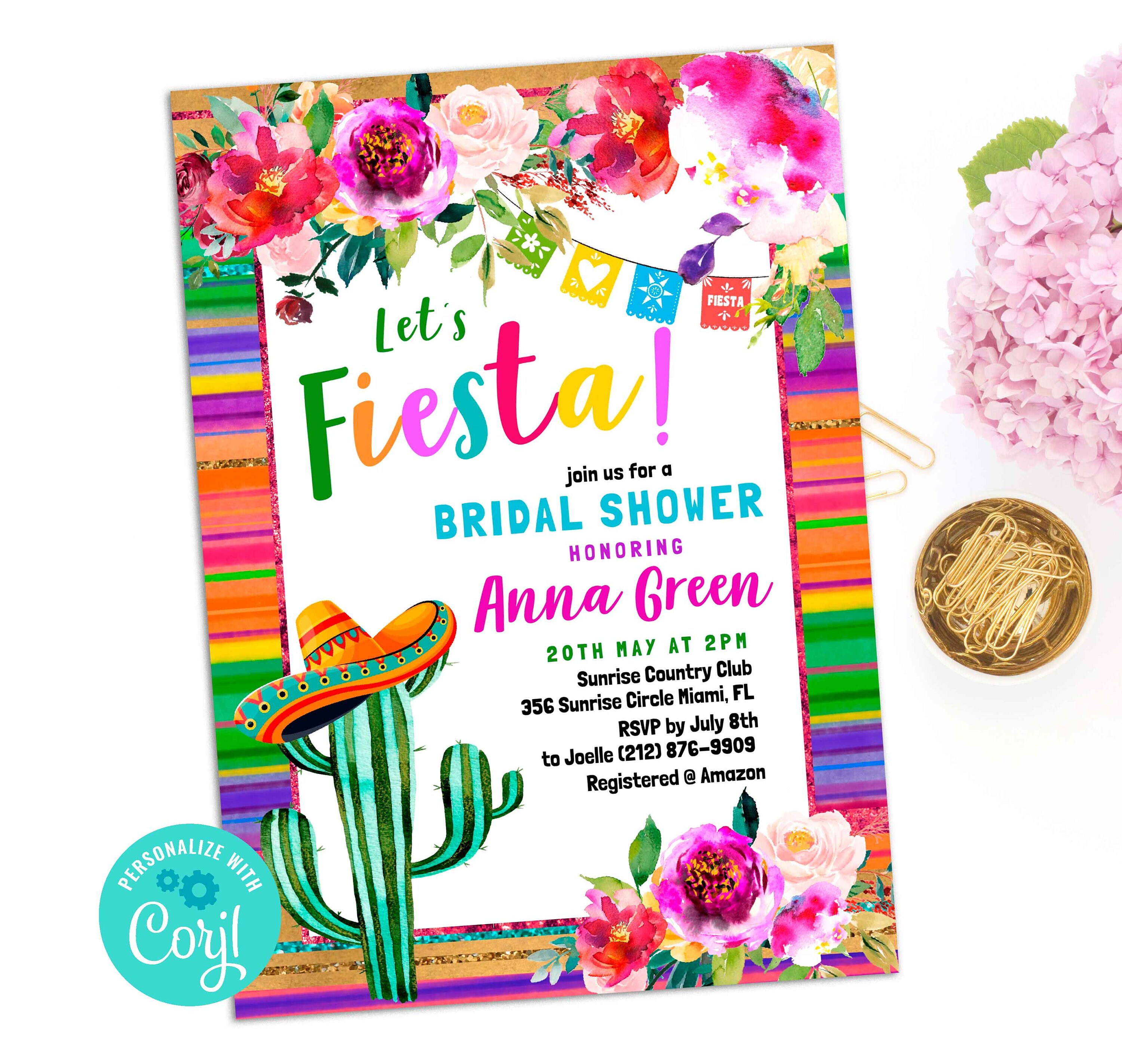 Fiesta Bridal Shower Invitation Template Printable Editable Etsy