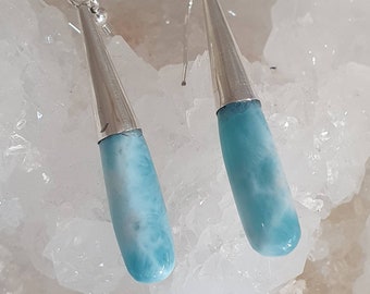 Larimar  earrings 925 silver,Larimar dangle,Larimar silver earrings, Larimar stone earrings, gemstone long earrings, silver earrings