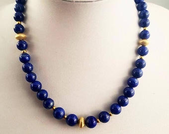 Lapis lazuli necklace, lapis lazuli necklace,lapis necklace,genuine beaded necklace,Lapislazuli gold necklace,natural Lapis lazuli necklace