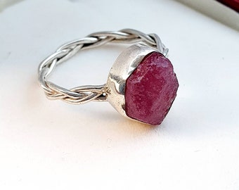 Rubinring 925 Silber, Edelsteinring Rohedelstein, Edelsteinring 925 Silber, Geburtstagssteinring, Lazurit Edelstein, Silberring