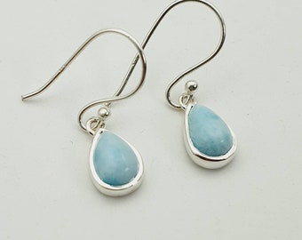 Larimar  earrings 925 silver,Larimar dangle earring,Larimar silver earrings, Larimar stone earrings, gemstone drop earrings, silver earrings