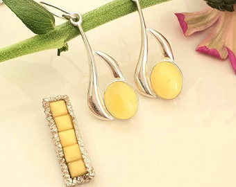 Amberoorbel 925 zilver, echte barnsteenoorbellen, Poolse barnsteenoorbellen, barnsteenoorbellen en hanger, barnsteenhanger,