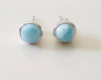 Larimar studs earrings 925 silver,Larimar studs,Larimar silver studs earrings, Larimar stone earrings, gemstone studs, silver earrings