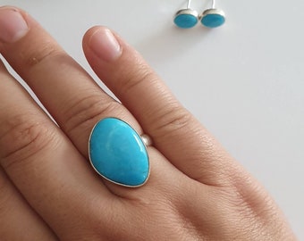 Turquoise ring 925 silver,sleeping beauty turquoise ring, authentic turquoisering, handmade gemstone rings, adjustable turquoise ring sizes,