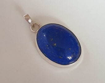 Lapis lazuli pendant 925 silver,lapis lazuli necklace,oval pendant,genuine lapis nacklace,statement necklace,Crystal pendants,silver jewelry