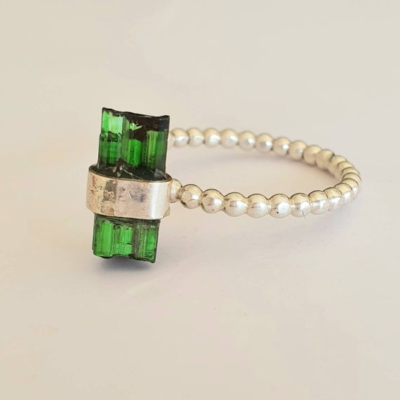 Tourmaline ring / raw gemstone ring / stackable ring/ raw tourmaline ring/aquamarine ring