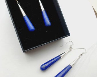Lapis lazuli örhängen 925 silver, lapis långa örhängen, silverörhängen, hängande örhängen, ädelstensdroppörhängen, lapis lazuli smycken, lapis