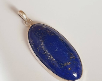 Lapis lazuli pendant 925 silver,large Lapis pendant,genuine lapis lazuli necklace,Crystal pendants,handmade pendants,silver pendant,lapis