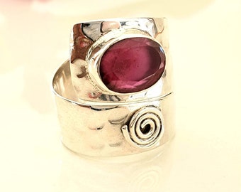 Ruby ring 925 silver,lab made  ruby ring sterlingsilver,Adjustable silver ring, Gemstone ring,lab created  ruby gemstone rings,glass filled