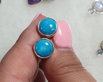 Turquoise studs 925 silver, Sleeping beauty Turquoise studs 925 silver, genuine turquoise studs, turquoise earrings, Gemstone Turquoise stud