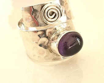 Amethyst  ring, 925 silver a ring,Adjustable ring, Gemstone ring, natural  amethyst ring,