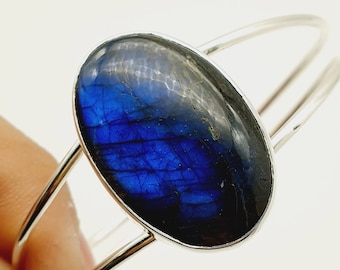 labradorite Cuff bracelet 925 silver,labrlabradorite cuff, silver cuff, labradorite bracelet cuff,gemstone  cuff, handmade cuff,deep blue