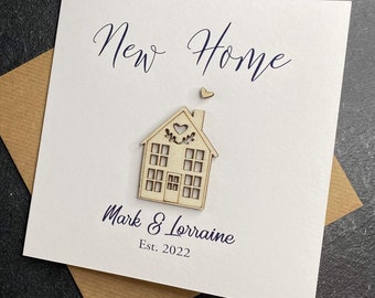 Personalised 3D Wooden New Home Card – Handmade Housewarming Gift, Laser-Cut Keepsake