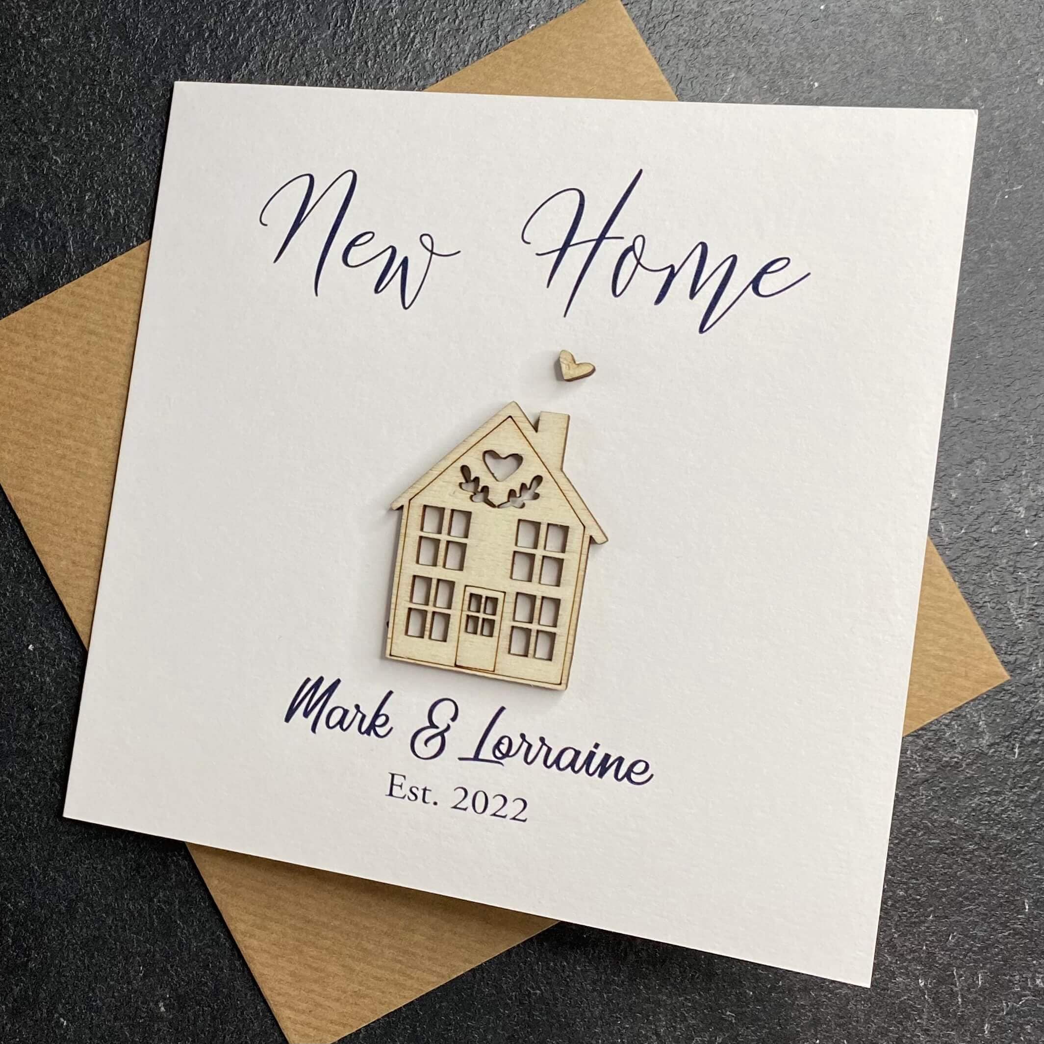 Personalised 3D Wooden New Home Card – Handmade Housewarming Gift ...