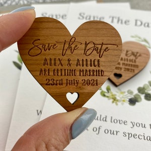 Save the date magnet with cards, Personalised Initials Save The Date, Wedding Invitation, Save The Date Wood Heart Magnet