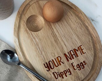 Personalised Your Name Dippy Eggs - Oval Egg Breakfast Board - Fathers Day Gift