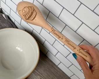 Personalised Engraved Mixing Spoon, Baking Wooden Spoon, Birthday Gift