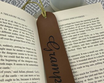 Personalised Bookmark Name Leather Bookmark Gift , Wedding Gift , 3rd Leather Anniversary Year