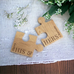 Personalised Names His & Hers Jigsaw Coaster Piece Set