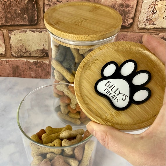 Personalised Dog Treats Pet Paw Print Glass Jar Etsy UK