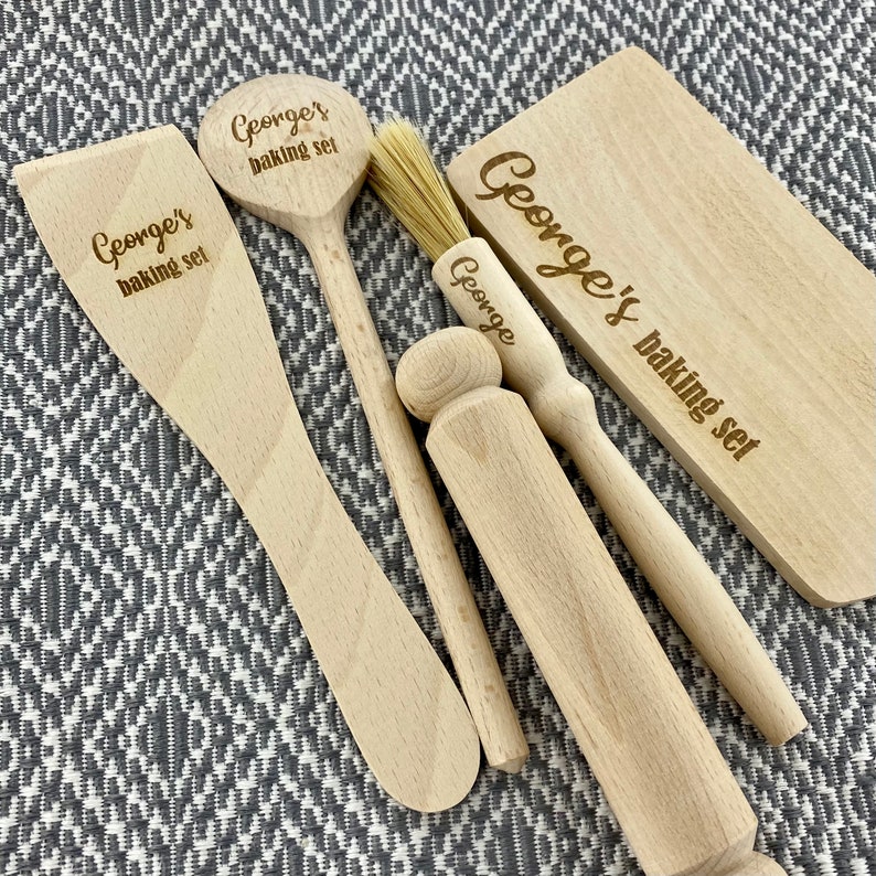 Personalised Name Children's Baking Set Utensils Kids Etsy