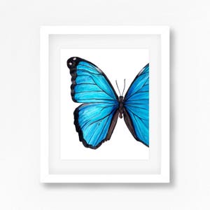 Blue Morpho Butterfly Watercolor Fine Art Print image 1