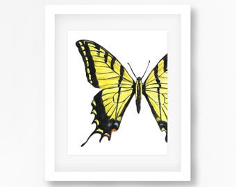 Eastern Tiger Swallowtail Butterfly Watercolor Fine Art Print