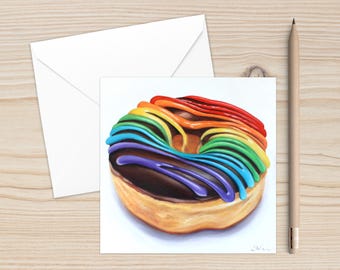 Donut Blank Greeting Card - Rainbow Donut
